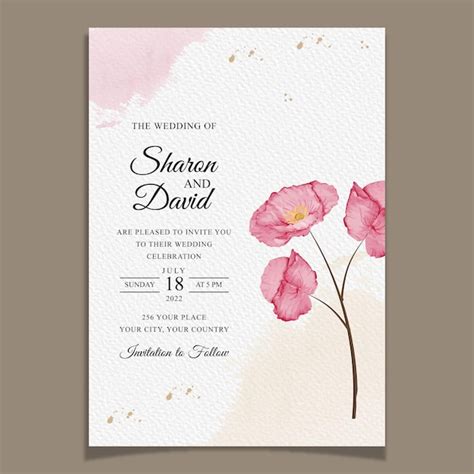 Juego De Plantillas De Invitaci N De Boda Con Flores Y Decoraci N