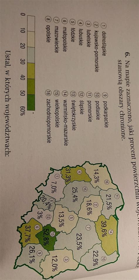 Na Mapie Oznaczono Jaki Procent Powierzchni Wojew Dztw W Polsce