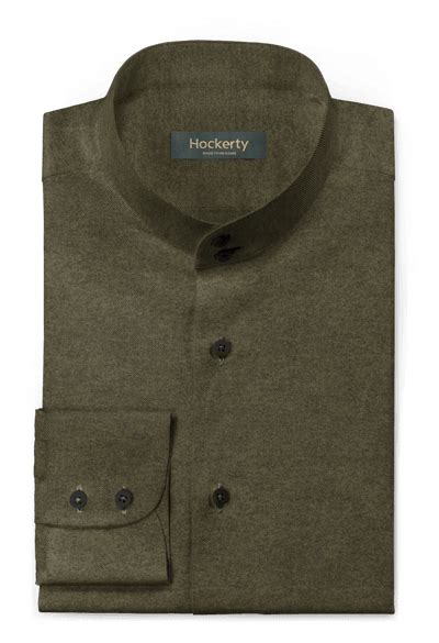 Army Green Flannel Buttons Collar Shirt Hockerty