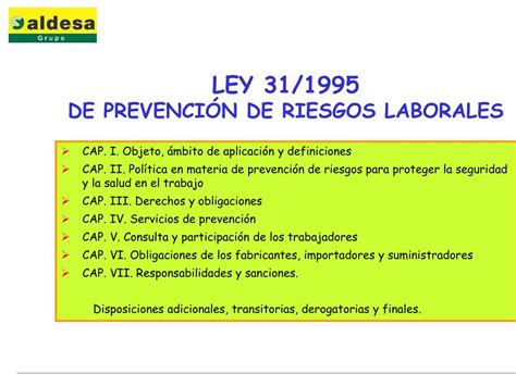 Ppt Ley 31 1995 De PrevenciÓn De Riesgos Laborales Powerpoint