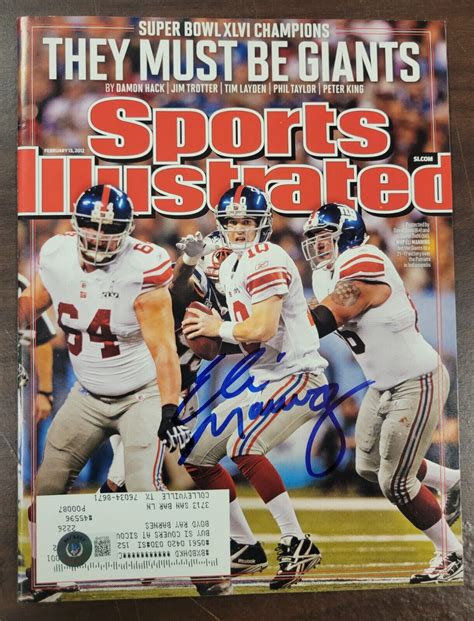 Eli Manning Signed Sports Illustrated Magazine 21312 Beckett Giants