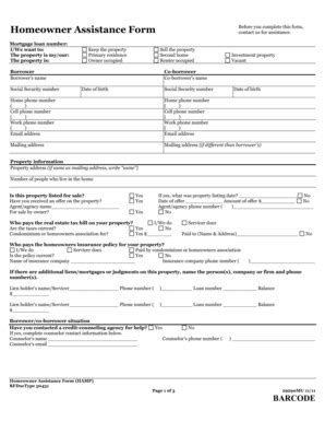 Fillable Online Homeowner Assistance Form Fax Email Print Pdffiller