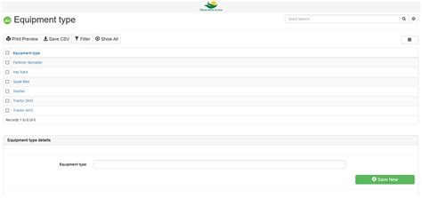 Farmrexx documentation - Equipment Types