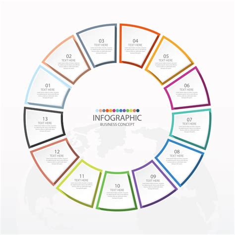 13단계 프로세스 또는 옵션이 있는 기본 원 인포그래픽 템플릿 프리미엄 벡터