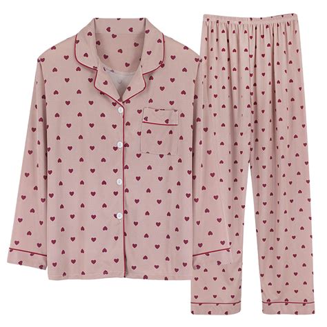 Cllios Valentines Day Womens Pajamas Sets Sweet Love Heart Print Pjs