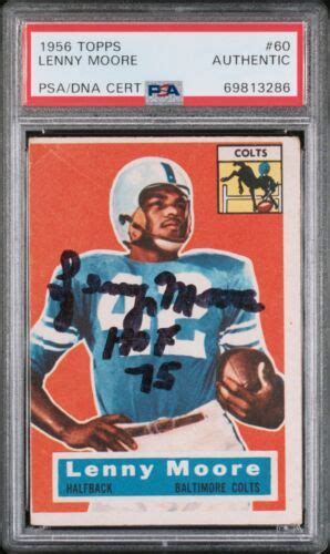 Lenny Moore Signed Auto Topps Baltimore Colts Rookie Rc Card Hof