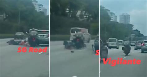 Car Driver In S Pore Collides With Motorcyclists While Changing Lane