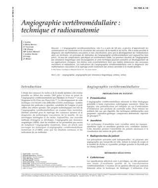 Angiographie vertébromédullaire technique et radioanatomie PDF