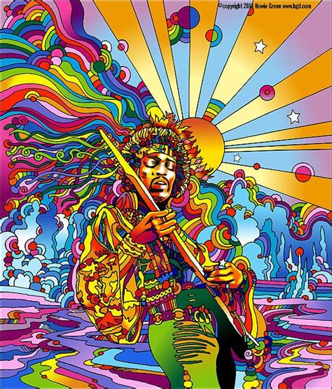 Hippie Musician Guitar Player Psychedelic Pop Art By Howiegreen Let