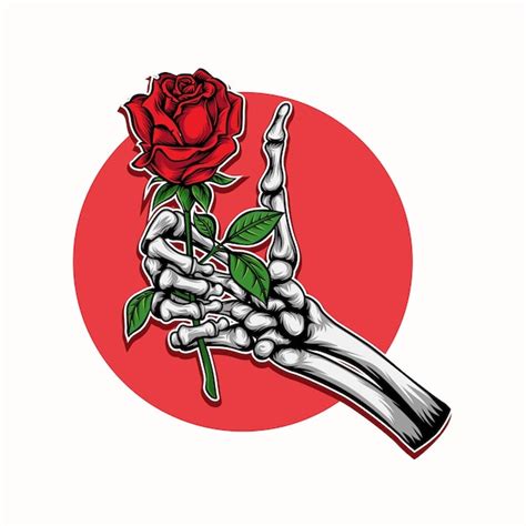 Premium Vector Skeleton Hand Holding Rose Vector Art