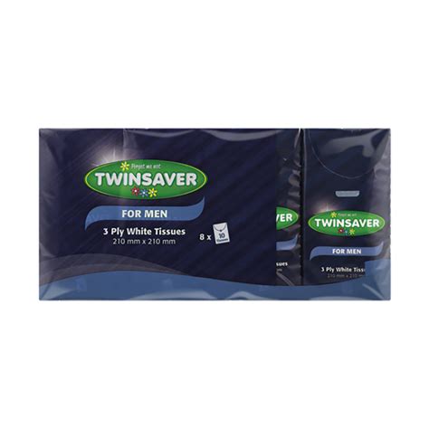 Twinsaver White 3 Ply Tissues For Men 8 Packs Med365