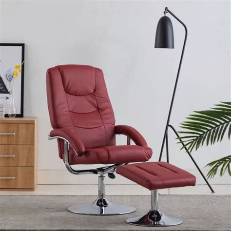 Dioche Fauteuil Inclinable Avec Repose Pied Rouge Bordeaux Similicuir