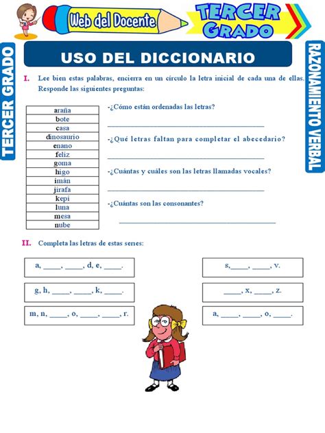 Uso Del Diccionario Para Tercer Grado De Primaria Pdf Lingüística