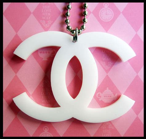 White Acrylic Chanel Logo Necklace