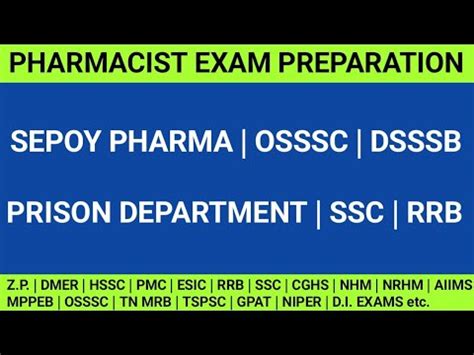 Pharmacist Exam Preparation Sepoy Pharma Dsssb Osssc Prison