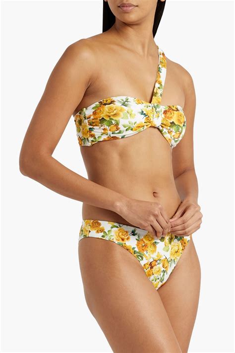 ONIA Lauren One Shoulder Floral Print Bandeau Bikini Top THE OUTNET