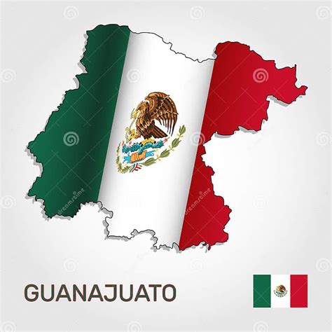 Vector Map Of Guanajuato State Combined With Waving Mexican National