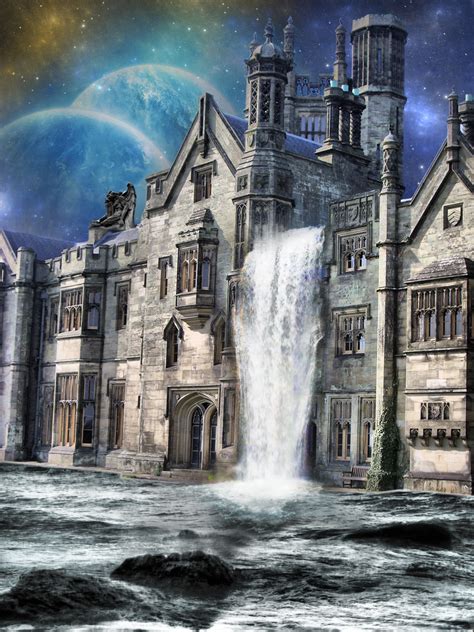 Waterfall castle by rukiara on deviantART