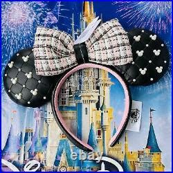 2021 Disney Parks Tweed Pearl Minnie Mouse Ears Ear Headband Nwt