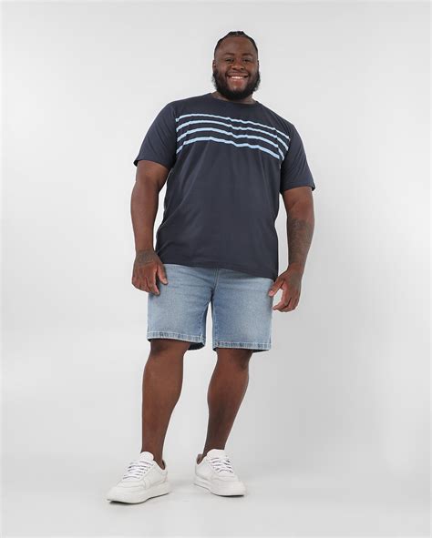 Riachuelo Camiseta Plus Size Masculina Listras Azul Allman By