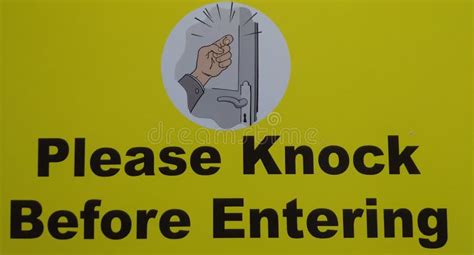 Please Knock And Wait Sign On White Door Stock Image Image Of Knock