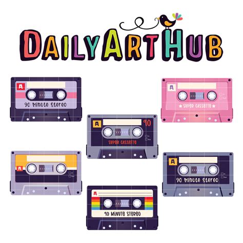 80s and 90s Cassette Tapes Clip Art Set – Daily Art Hub // Graphics ...