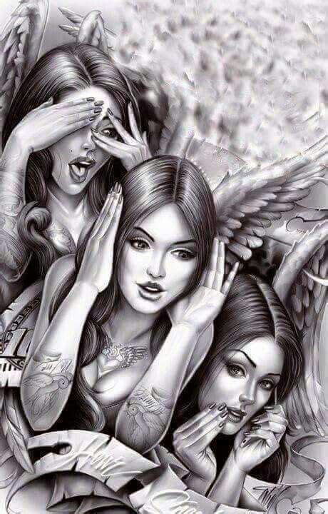 See No Evil Hear No Evil Speak No Evil Chicano Drawings