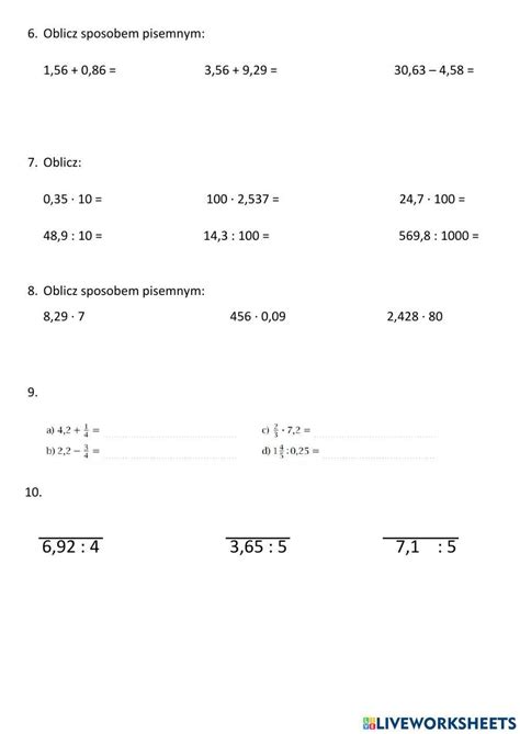 786605 Ułamki Dziesiętne Sprawdzian Kl5 Sandraszcz