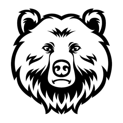 Premium Vector Bear Head Mascot Logo Black And White