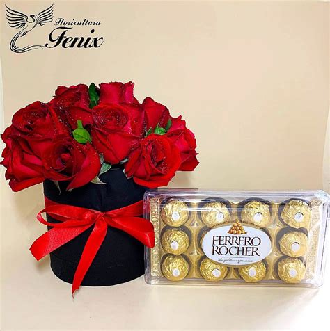 Luxuosa Box de Rosas Vermelhas Ferrero Rocher Fênix Floricultura