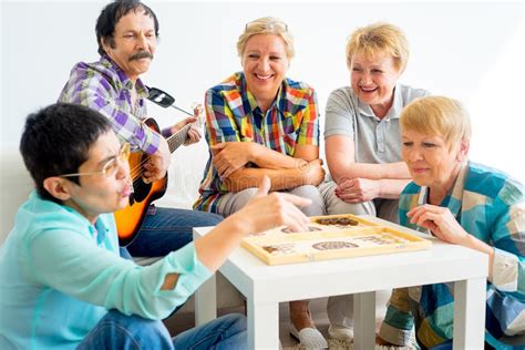 Senior People Playing Board Games Stock Photo - Image of elderly ...