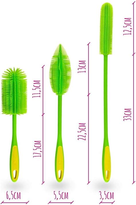 Siliconen Borstels Set Van 3 Met Verwisselbare Kopjes Flessenborstel