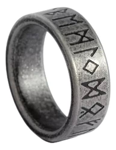 Anillo Argolla Runas Estilo Nordico Vikingo Futhark En Acero Cuotas