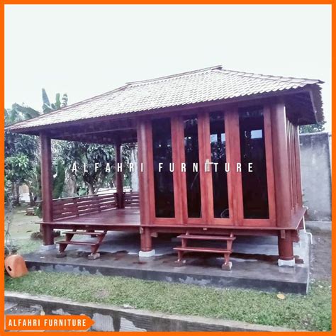 Jual Gazebo Kayu Minimalis Custom Dinding Kaca 3x6 Meter Atap Sirap