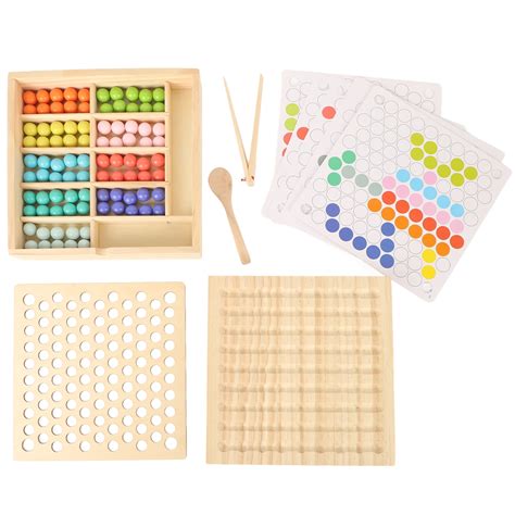 Educational Wooden Peg Board Game For Kids Color Matching And Sorting