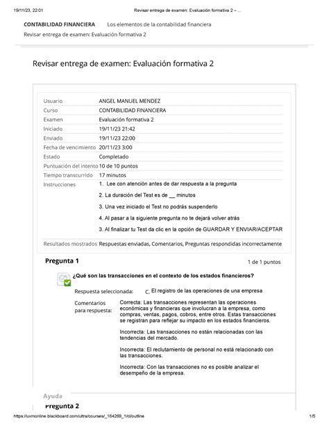 A Evaluacion Formativa Revisar Entrega De Examen Evaluaci N