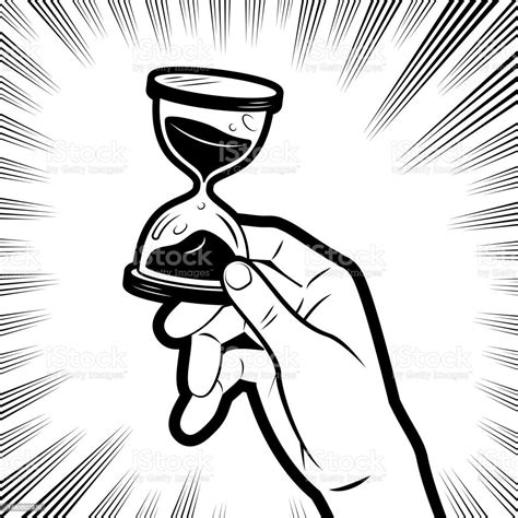 A Hand Holding An Hourglass In The Background With Radial Manga Speed Lines Stock Illustration