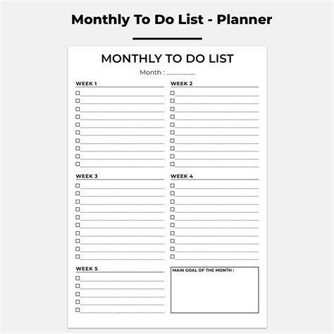 Printable Monthly To Do List Printable Monthly Task List Template To Do