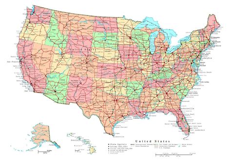 Large Political And Administrative Map Of The Usa With Roads And Cities ...