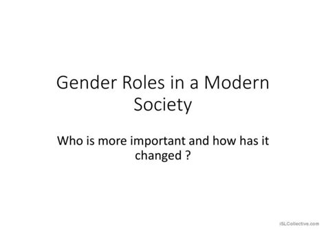 Gender Roles In A Modern Society Ge English Esl Powerpoints