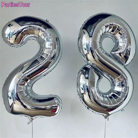 32 40inch Big Size Silver Number Ballons Baby Shower Happy Birthday