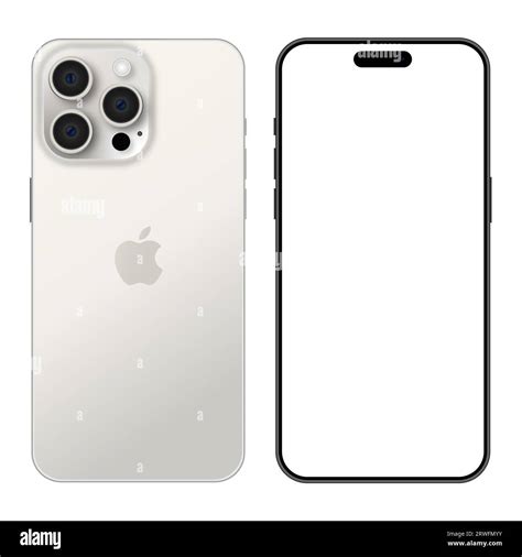 Nuevo Teléfono Iphone 15 Pro Blanco Titanio Vista Frontal Y Posterior De La Pantalla De Maqueta