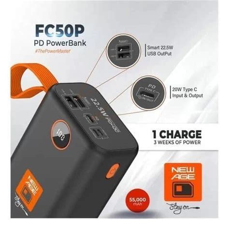 New Age Power Bank Fc50p 55000mAh