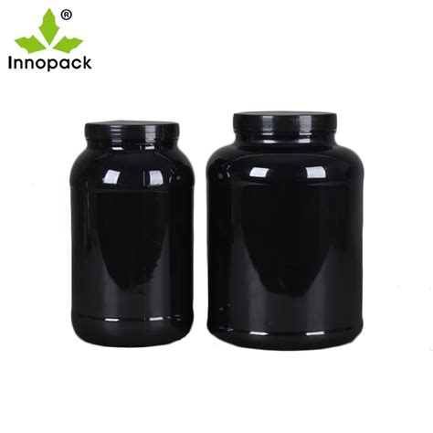 3 Liter Pet Black Bottle Plastic Jar Protein Powder Tubs From Innopack