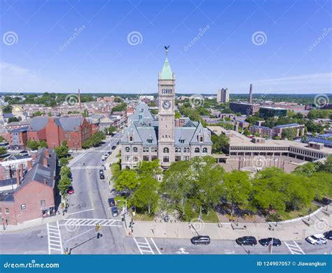 Lowell City Hall Aerial View, Massachusetts, USA Stock Image - Image of ...