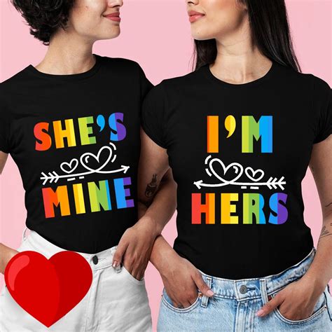 Lgbt Couple Shirts Lesbian Couple Matching Shes Mine Etsy