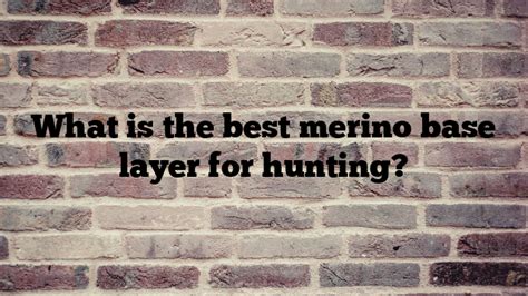 What is the best merino base layer for hunting? - PNG CEPA