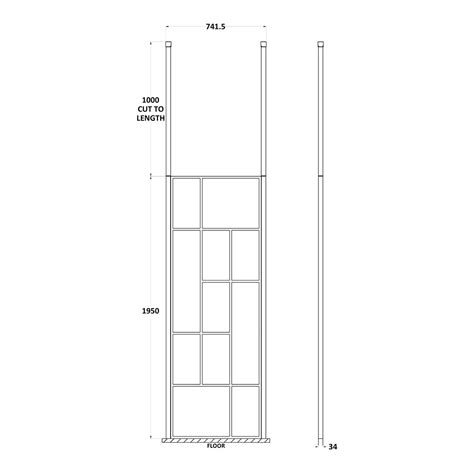 Hudson Reed Abstract Matt Black Frame Wetroom Shower Screen With