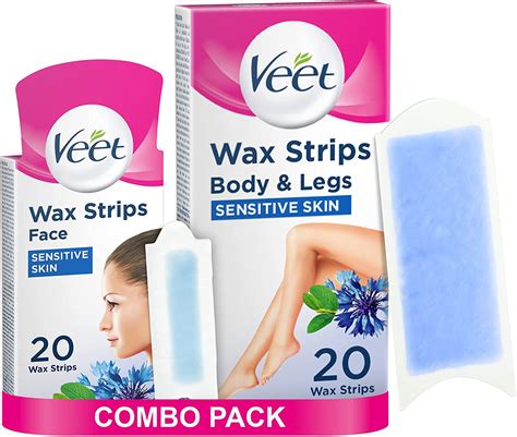 Veet Hair Removal Wax Strips For Sensitive Skin Face 20 Strips And