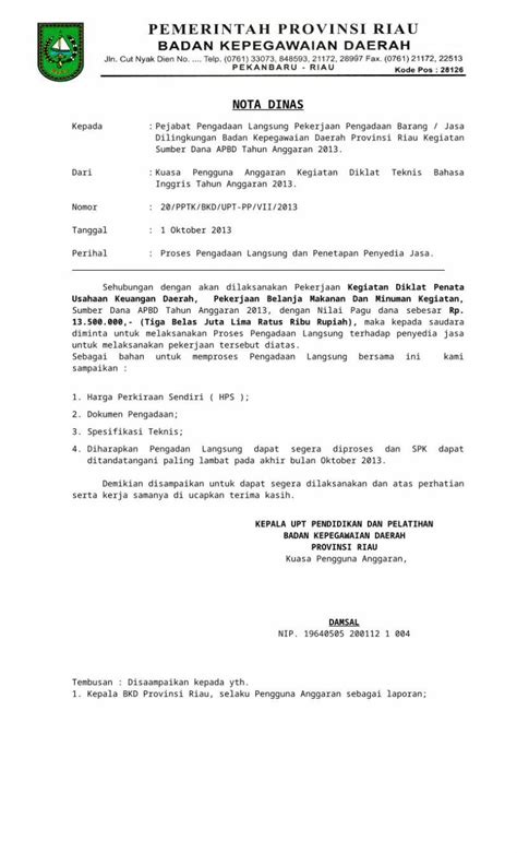 Contoh Nota Dinas Perjalanan Dinas Contoh Surat Resmi